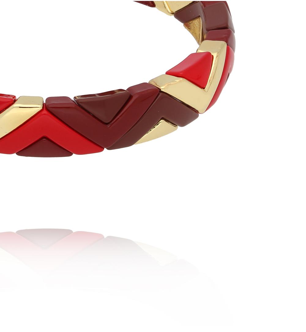 Bransoletka modułowa w odcieniach czerwieni i złota BCR0058