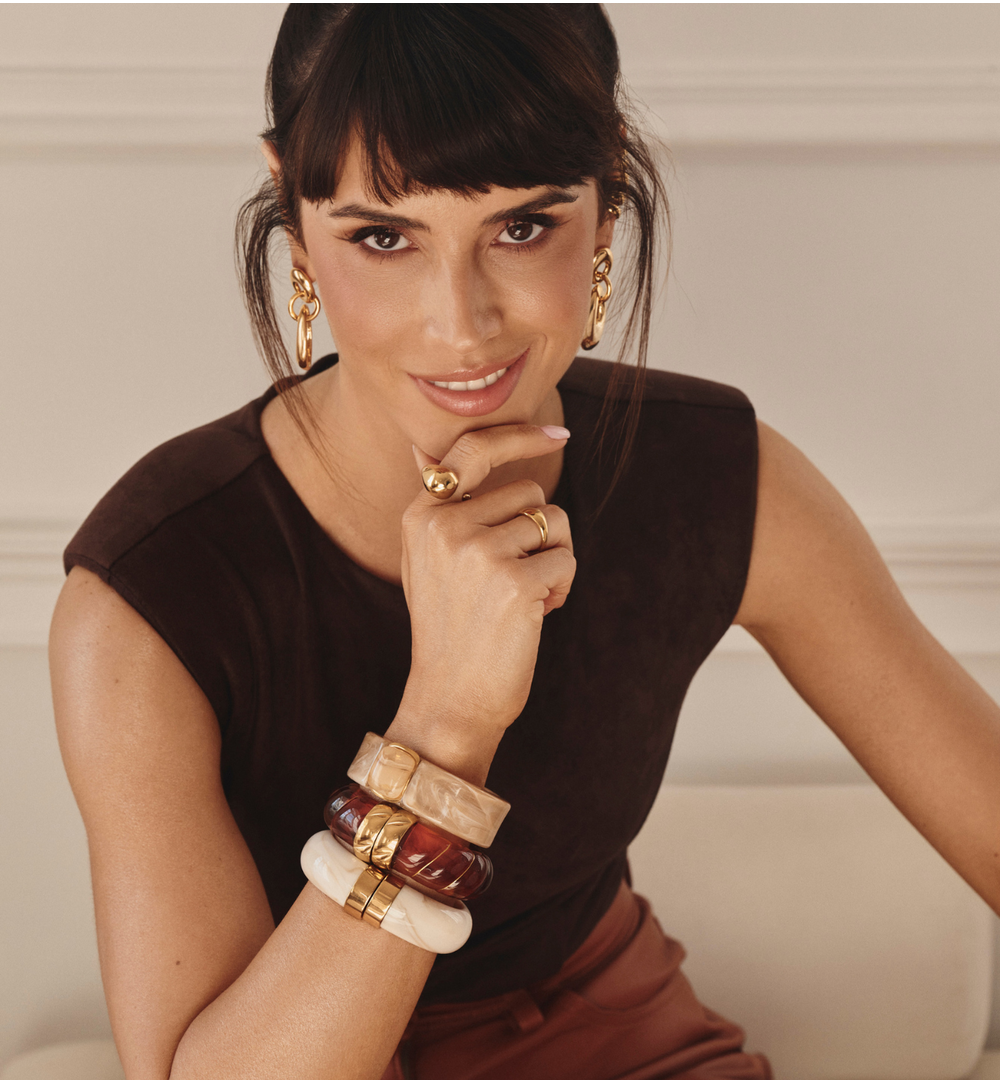 Bransoletka w odcieniu bursztynowego brązu ze złotym zapięciem BEU0006