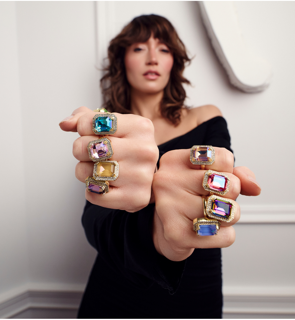 Pierścionek z błękitnym kryształkiem Majestic PSS0043