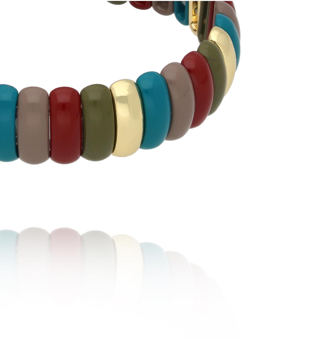 Bransoletka modułowa w kolorach ziemi z złotymi akcentami BCR0065