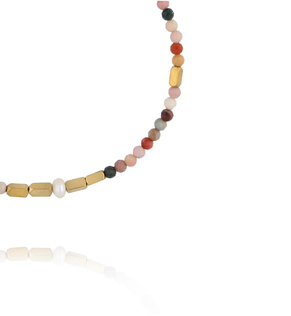 Bransoletka z jaspisami i pozłacanymi elementami BEA0087