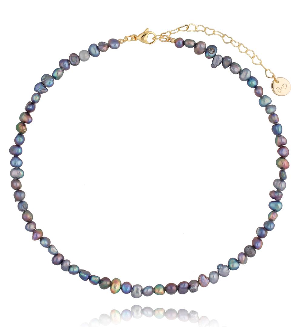 Naszyjnik z szarych pereł Foggy Pearls & Gold NPE0066