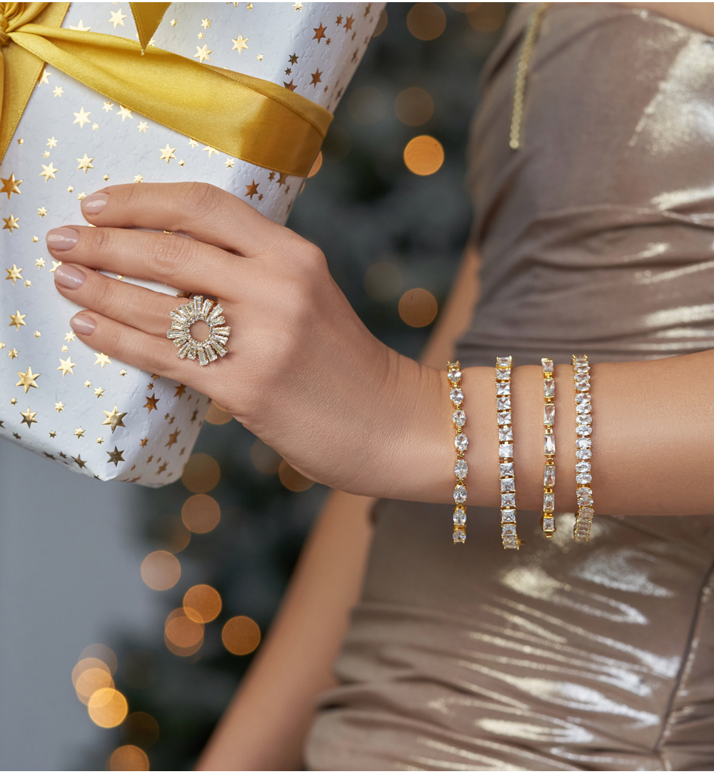 Bransoletka złota z kryształkami Gold Oblong BSS0125