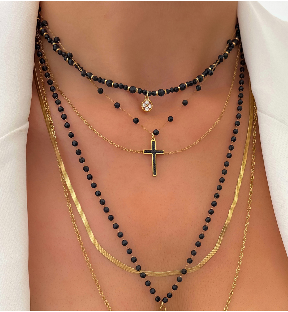Naszyjnik czarny z krzyżykiem Black Cross NSY0042