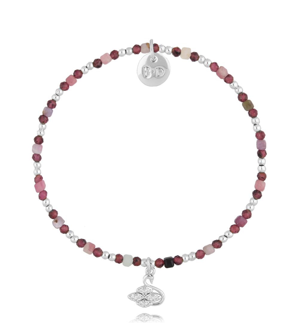 Bransoletka srebrna z turmalinami i granatami BTW2786