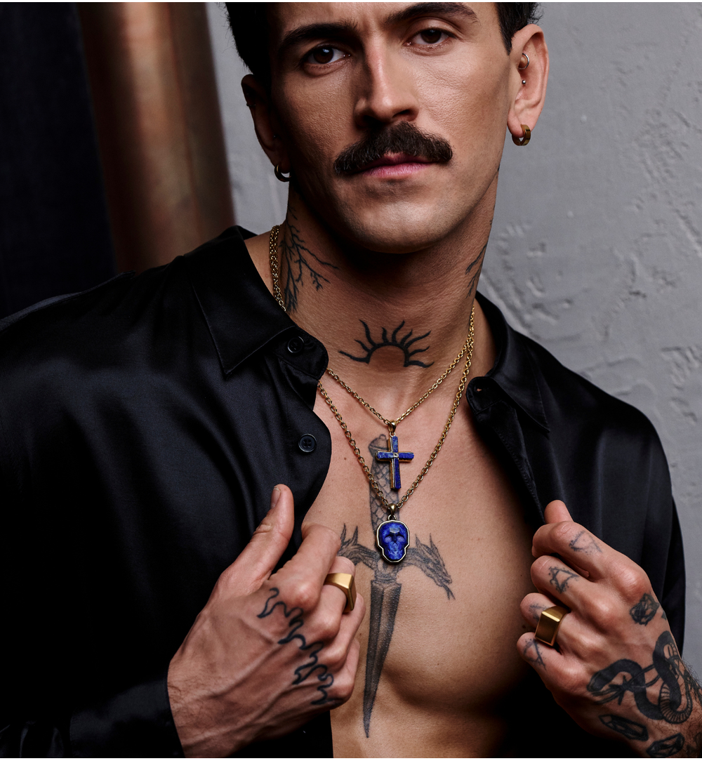 Naszyjnik z krzyżem i lapisem lazuli NMITC0199