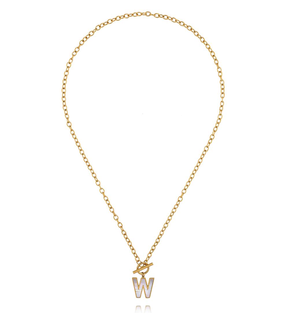 Naszyjnik z literą W i zapięciem toggle NSY0869