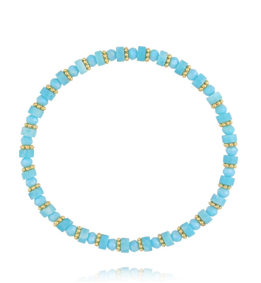 Bransoletka z turkusowych kamieni i szklanych koralików BTW3623