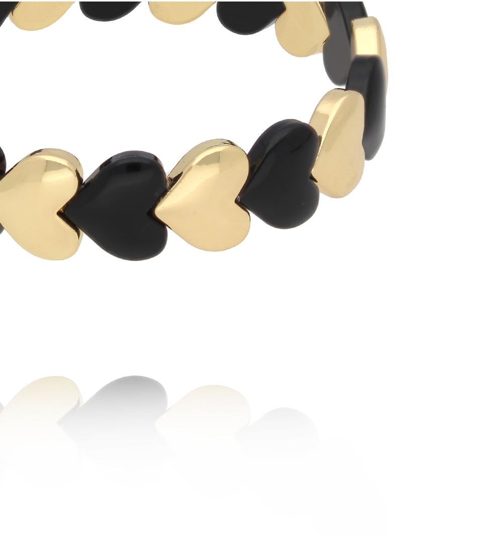 Bransoletka z czarno-złotych serduszek BCR0034