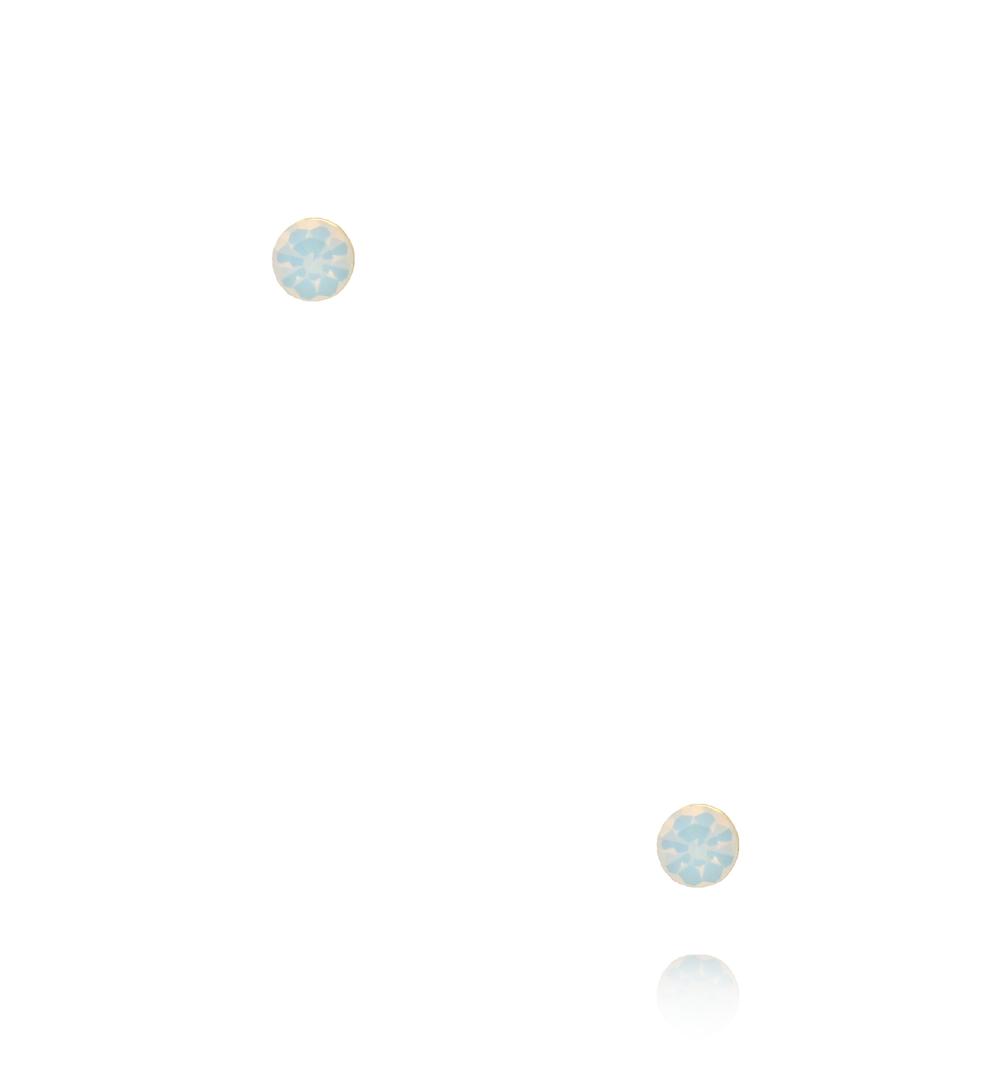 Kolczyki z mlecznobiałym kryształem w złotej oprawie KCA0174