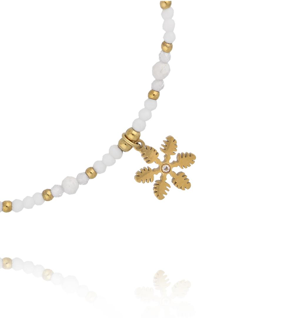 Bransoletka biała ze śnieżynką All I Want BTW2444