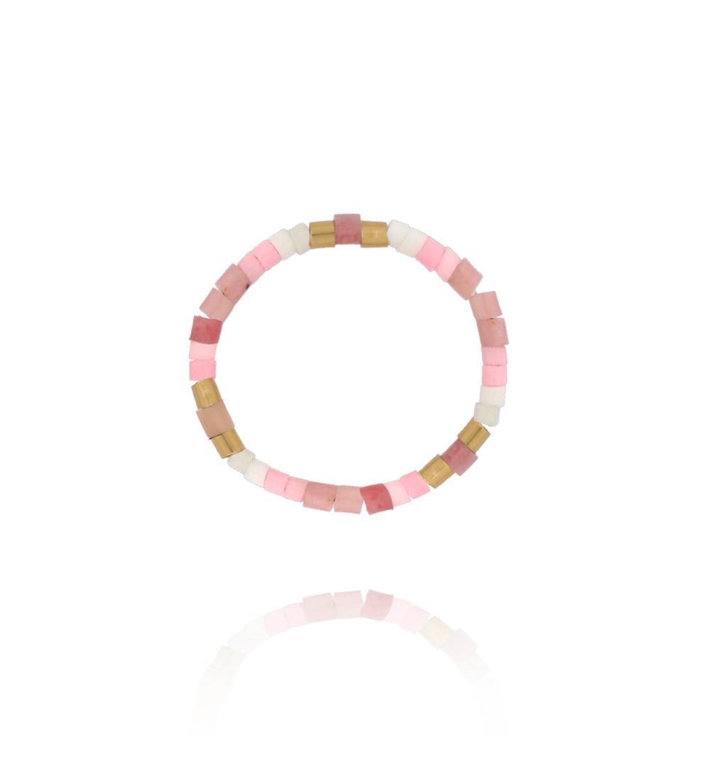 Pierścionek z kosteczek jadeitu w odcieniach różu PSC0781