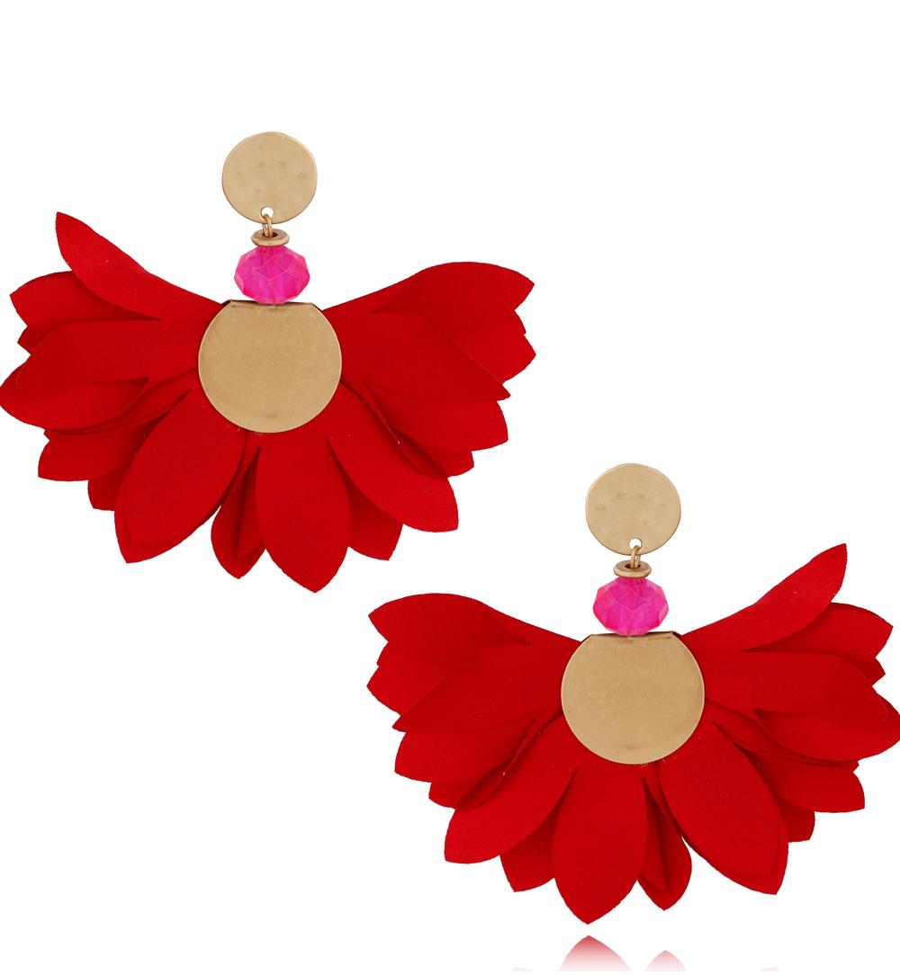 Kolczyki satynowe kwiaty czerwone May KBL1190