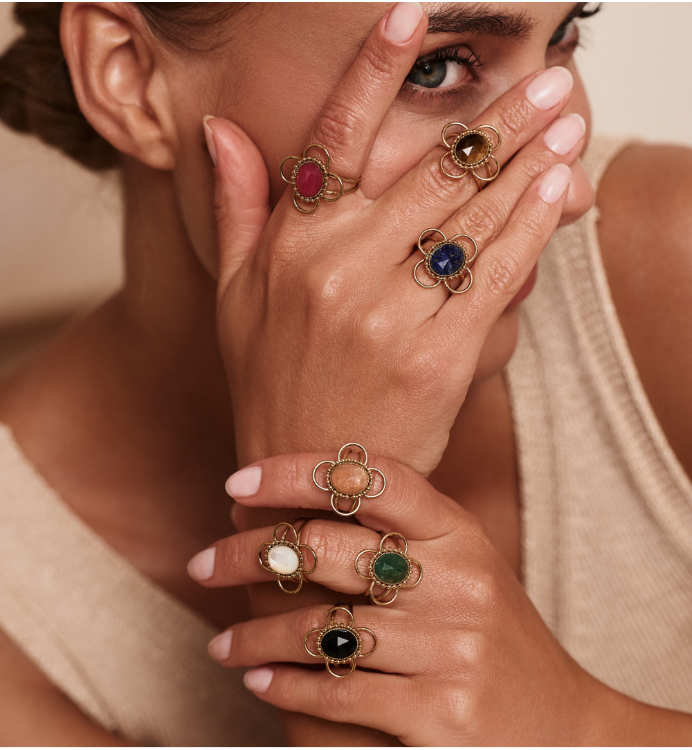 Pierścionek z jadeitem afrykańskim złoty PEA0097