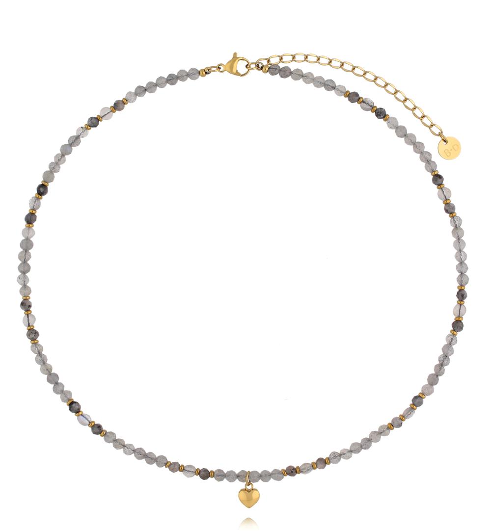 Naszyjnik z labradorytami i sercem NTW1662