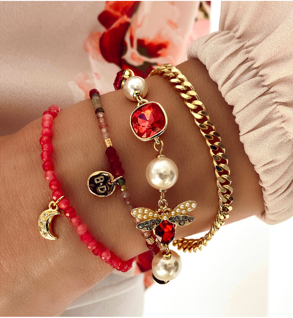 Bransoletka z agatami  i księżycem BTW0395