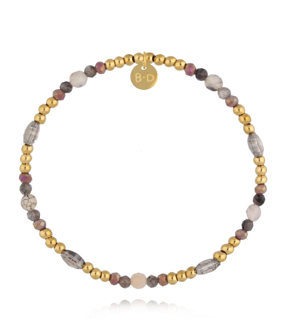 Bransoletka z labradorytem, agatem i szklanymi koralikami BTW3495