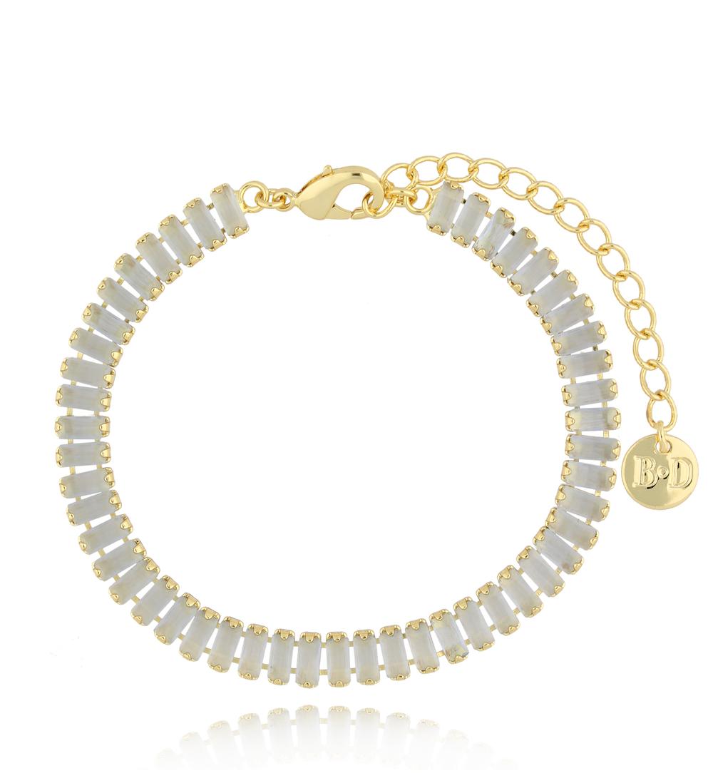 Bransoletka z opalizującymi szarymi kryształkami Mariah BSS0160