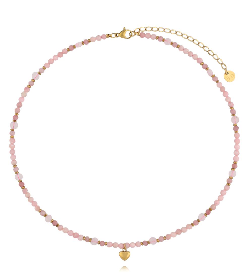 Zestaw biżuterii z kwarcem różowym i koniczynką ZN0230