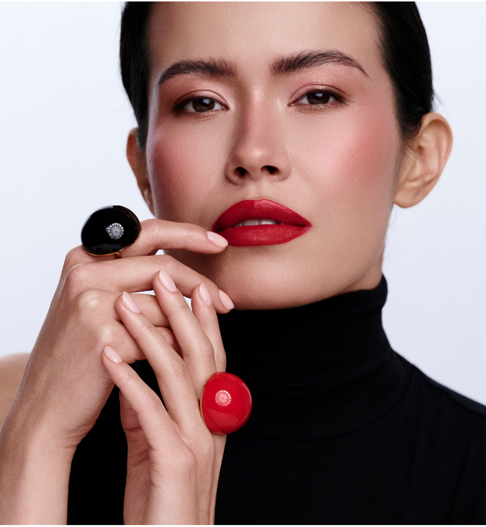 Pierścionek złoty z czerwoną emalią PSA1212