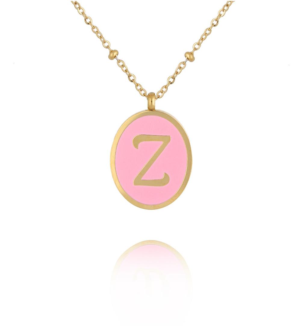 Naszyjnik z różową emalią z literą Z Vintage Enamel Alphabet NSA1298