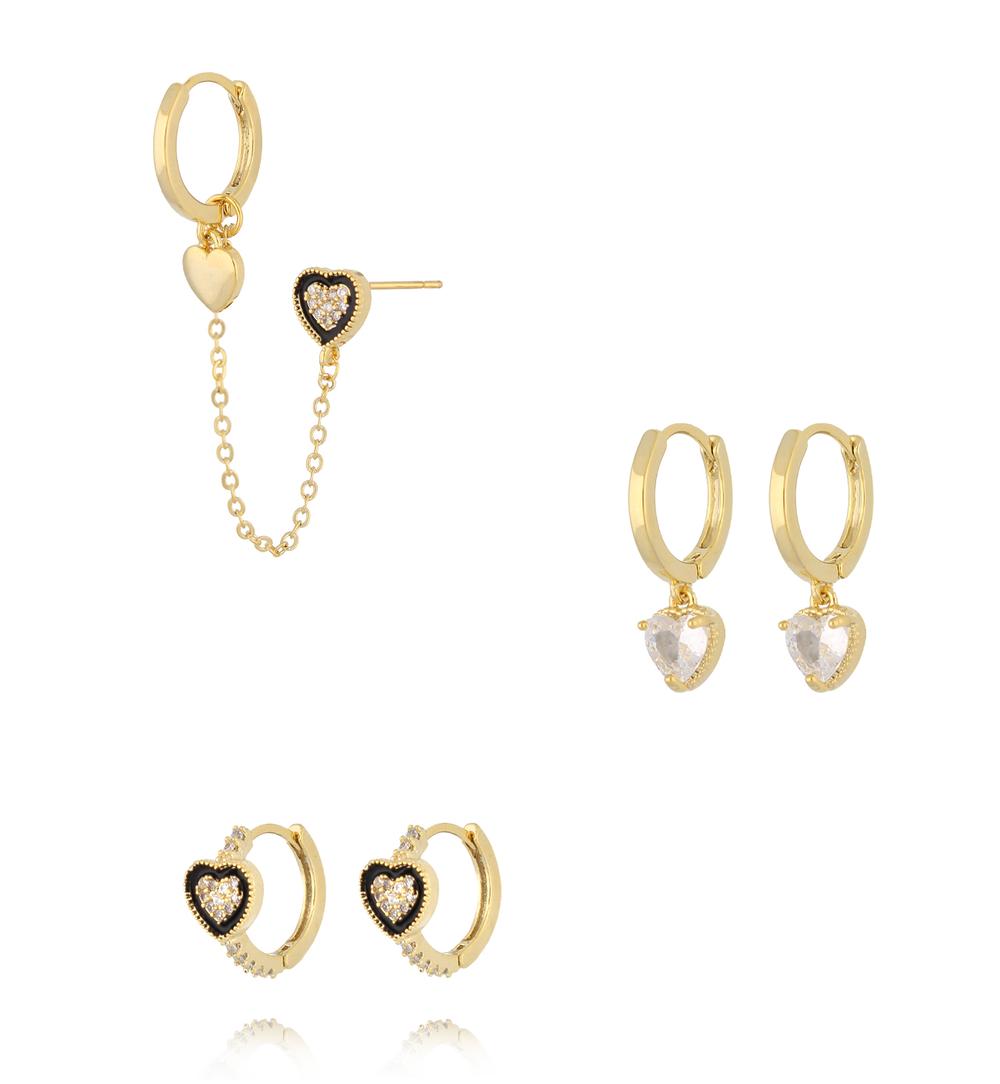 Zestaw kolczyków z sercami KMB0059