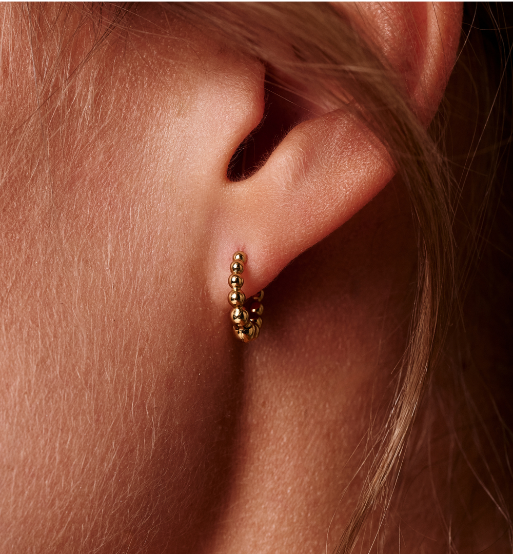 Kolczyk klasyczne złote kółeczka w kulki KSA2517