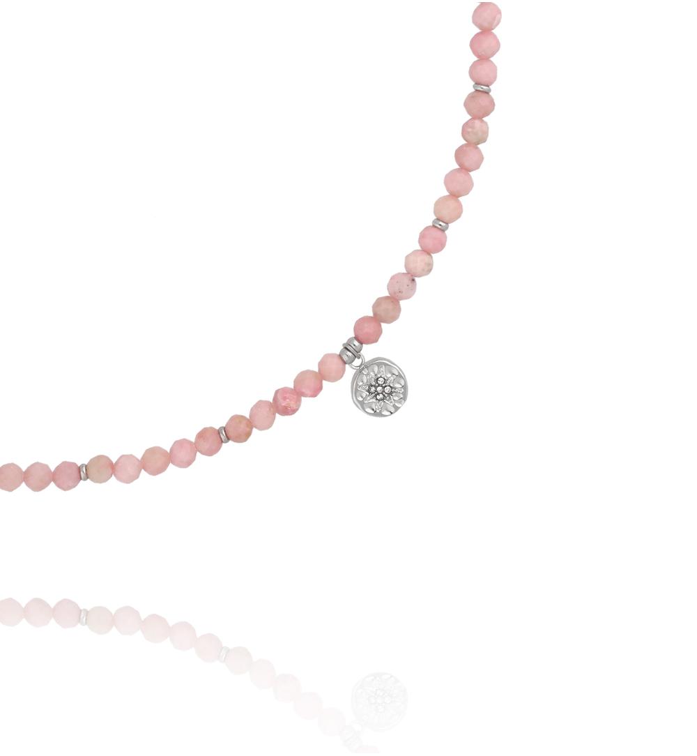 Naszyjnik z różowymi opalami i srebrną zawieszką NTW1667