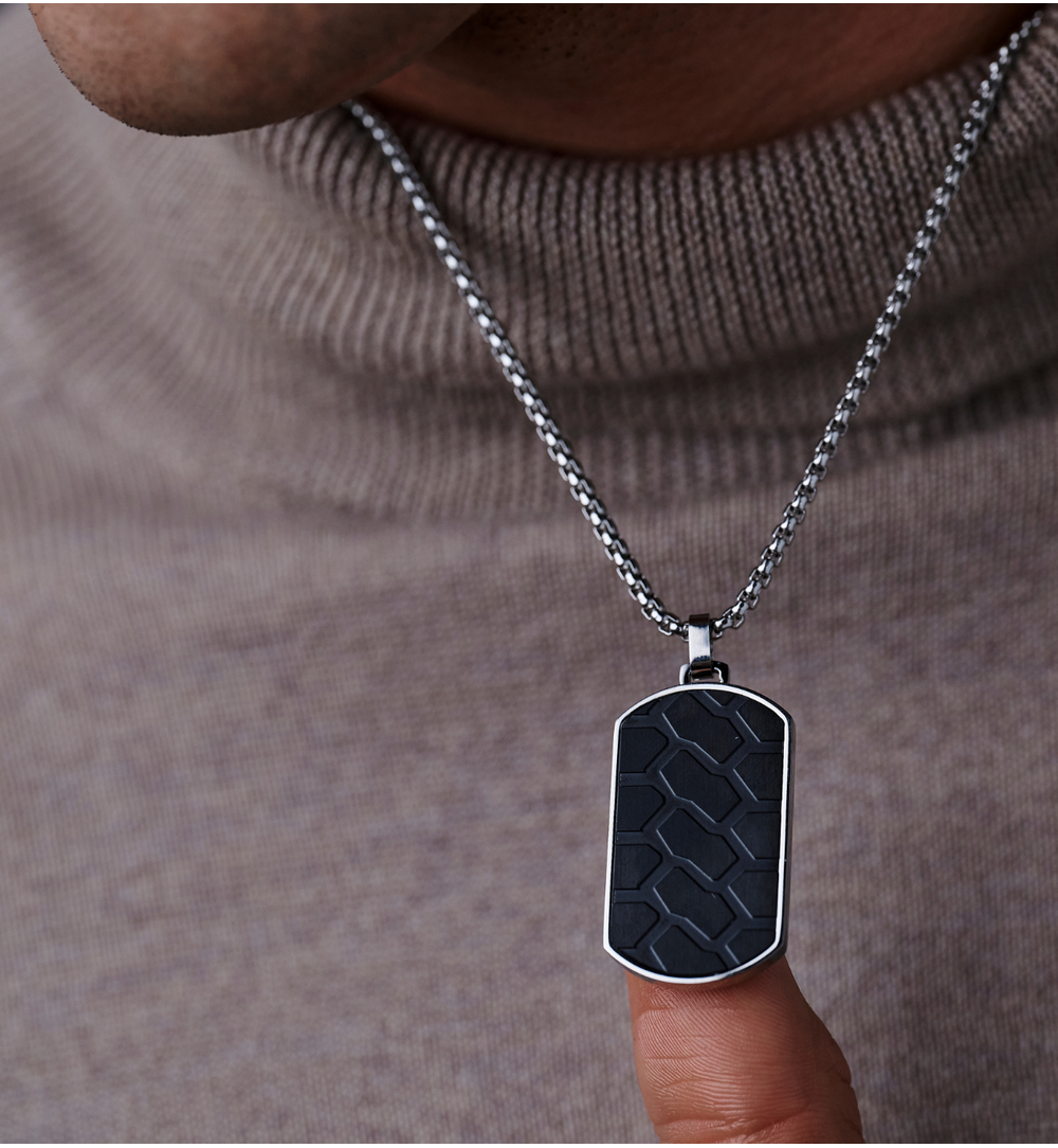 Naszyjnik nieśmiertelnik czarno srebrny NMITC0192