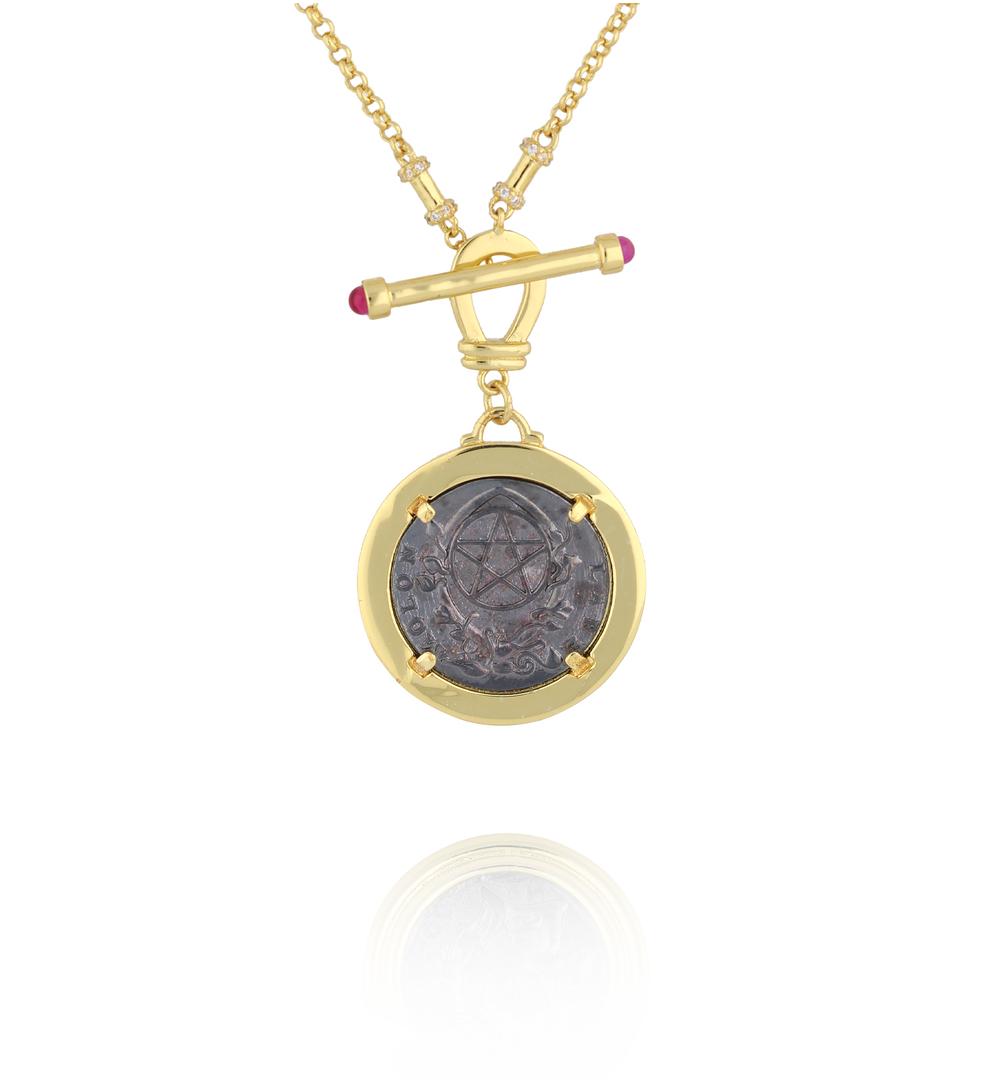 Naszyjnik złoty z monetą antyczny NRG0541