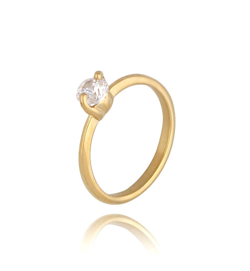 Pierścionek pozłacany ze stali szlachetnej Diamond PSA0229