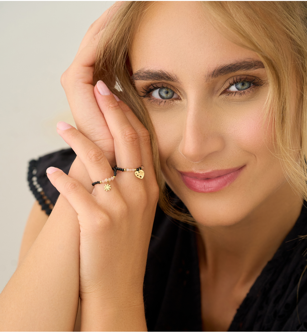 Pierścionek z turmalinami i kamieniami słonecznymi PTW0453