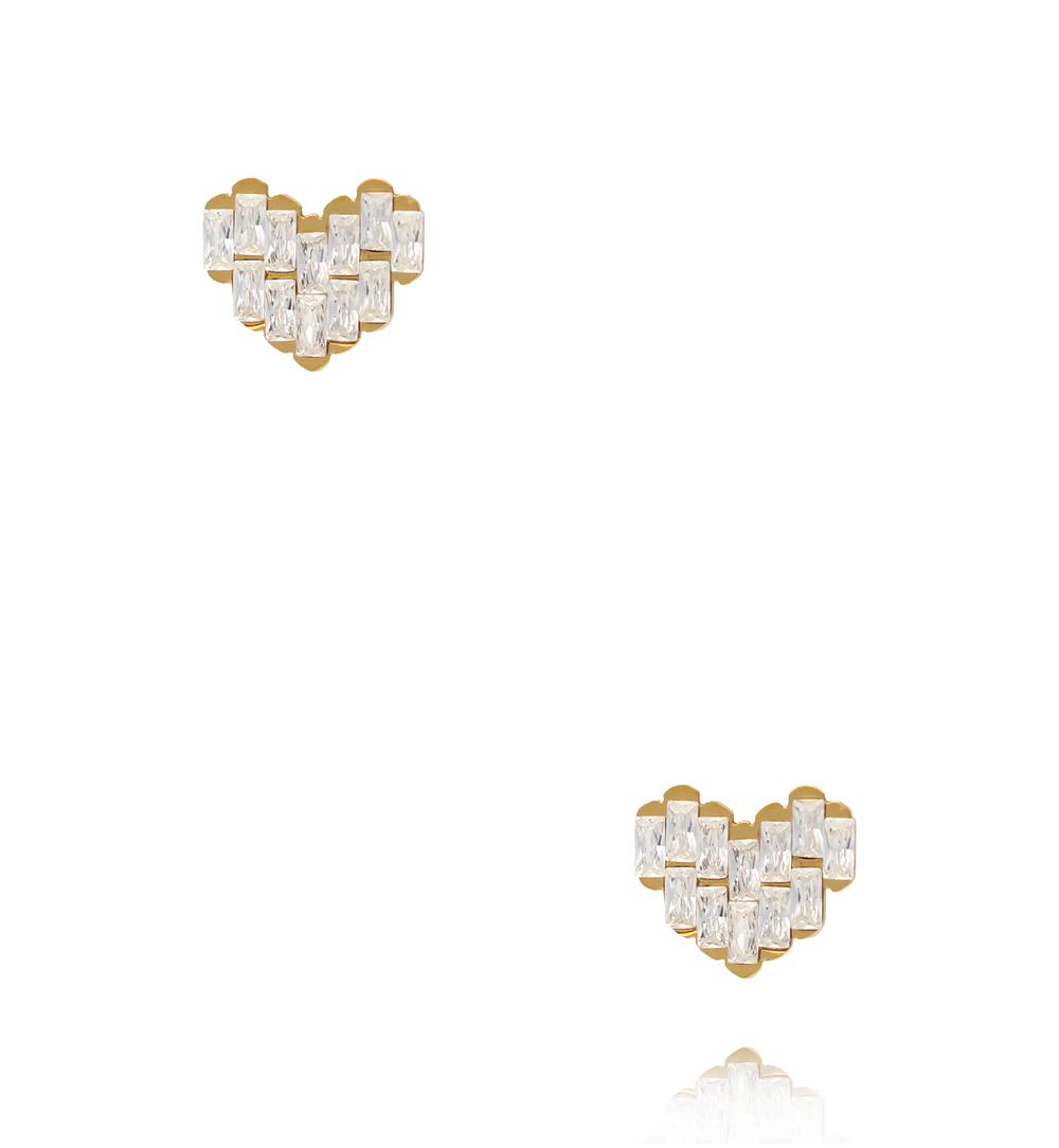Kolczyki serduszka z cyrkoniami złote KSY0704