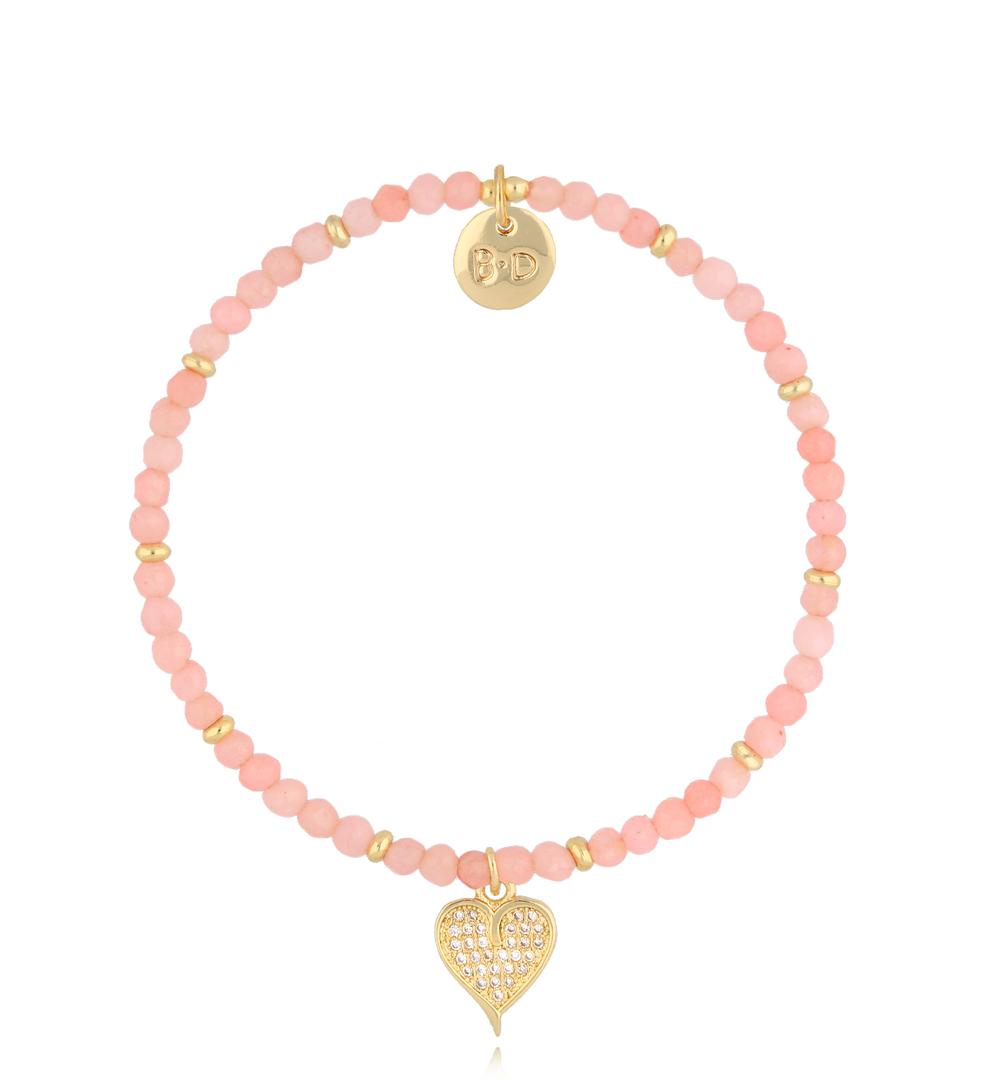 Bransoletka z różowymi jadeitami i sercem Praemium BTW2152