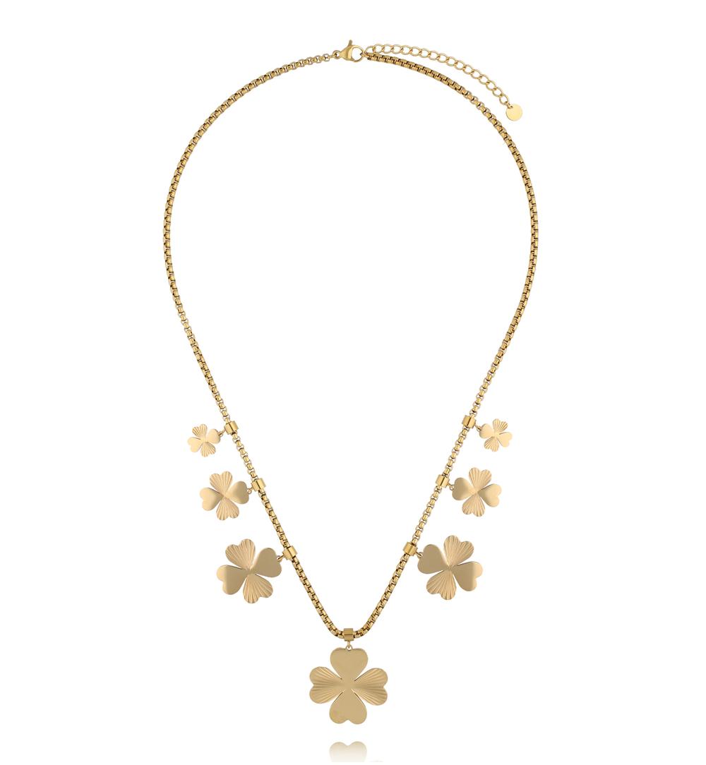 Naszyjnik z koniczynkami złoty NEA0039