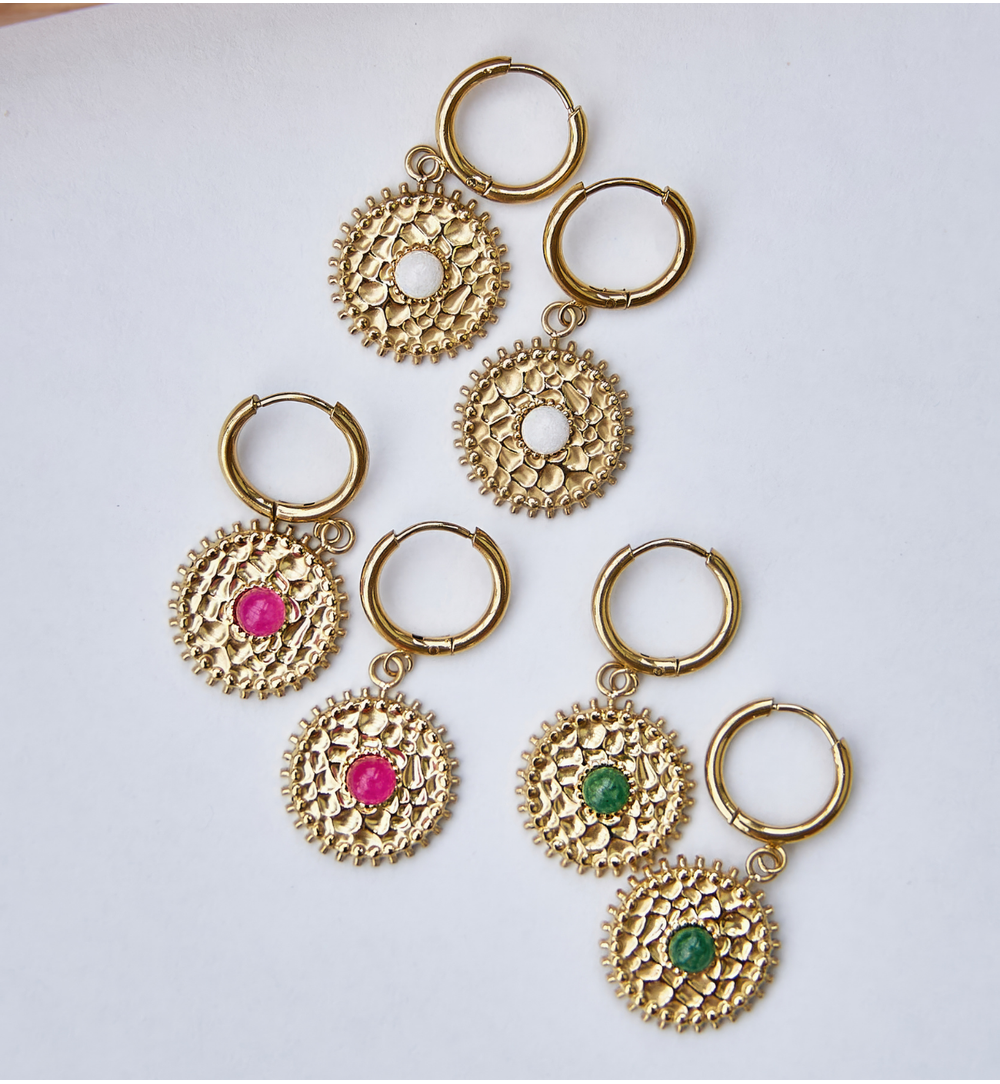 Kolczyki złote z jadeitami Jung KSY0006