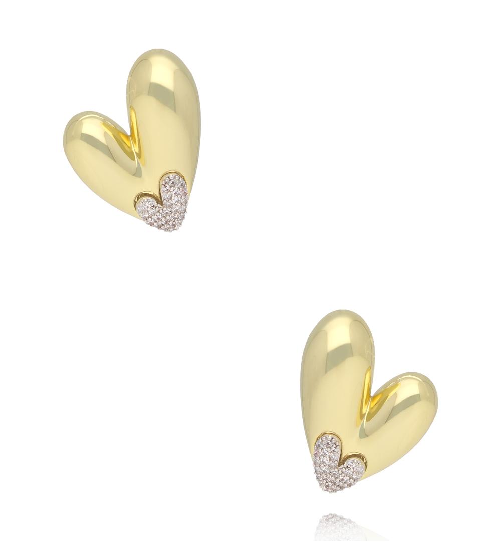Kolczyki serca w nowoczesnej formie z kryształkami KSS2250