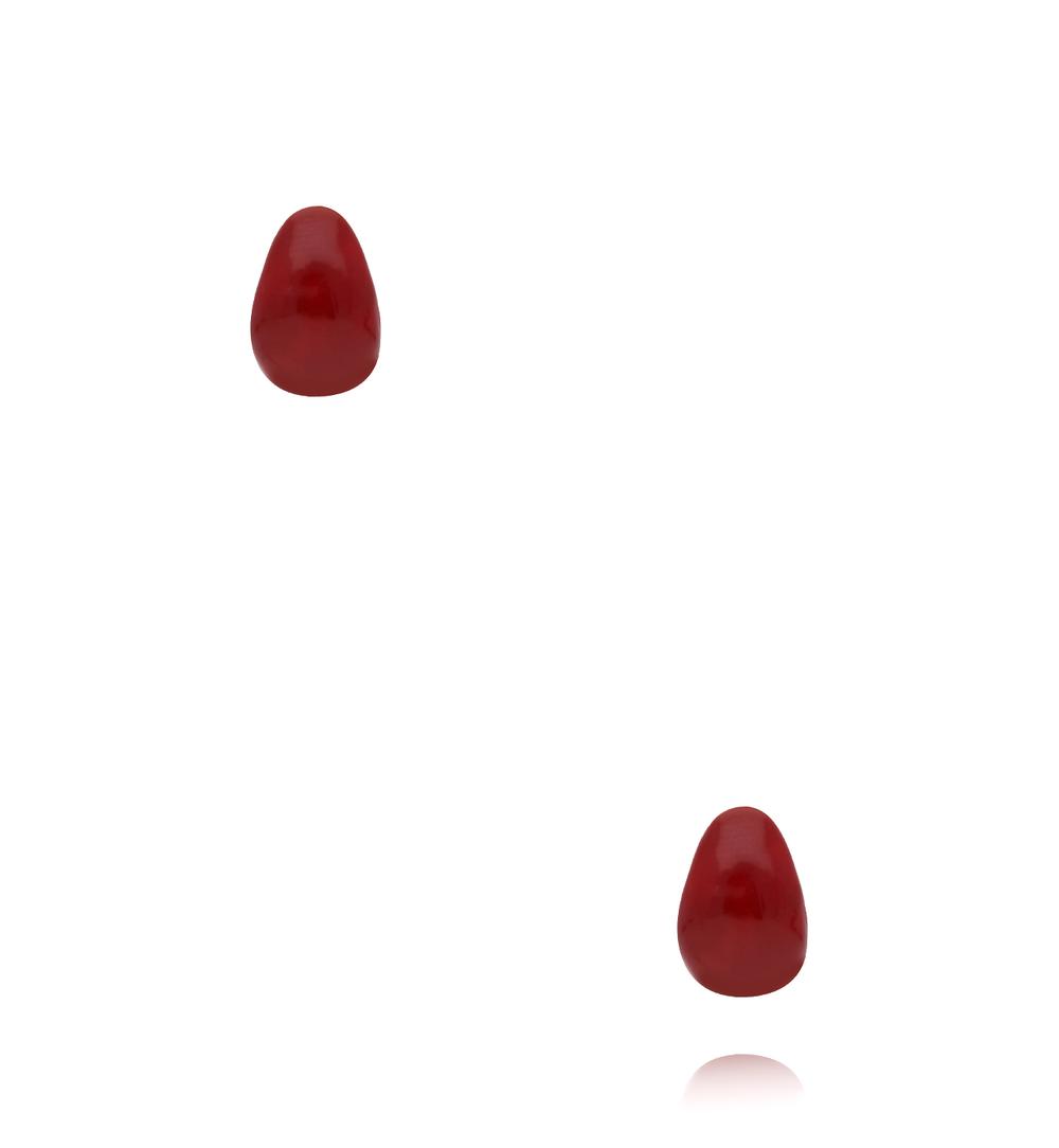 Zestaw kolczyków z perłą, kryształowym okręgiem i bordowym akcentem KMB0044