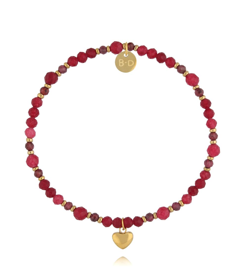 Bransoletka z granatami i sercem BTW3744