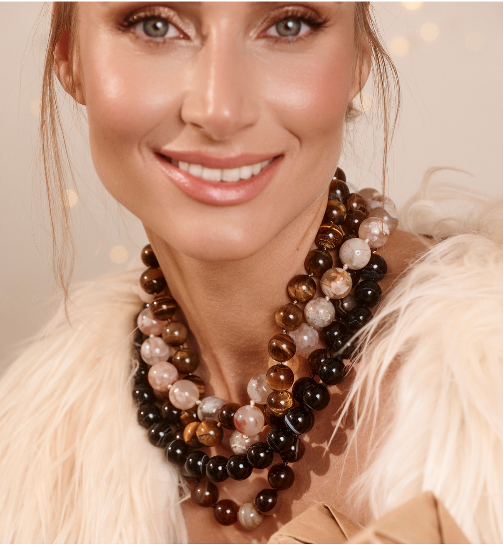 Naszyjnik z czarnymi agatami NPA1534