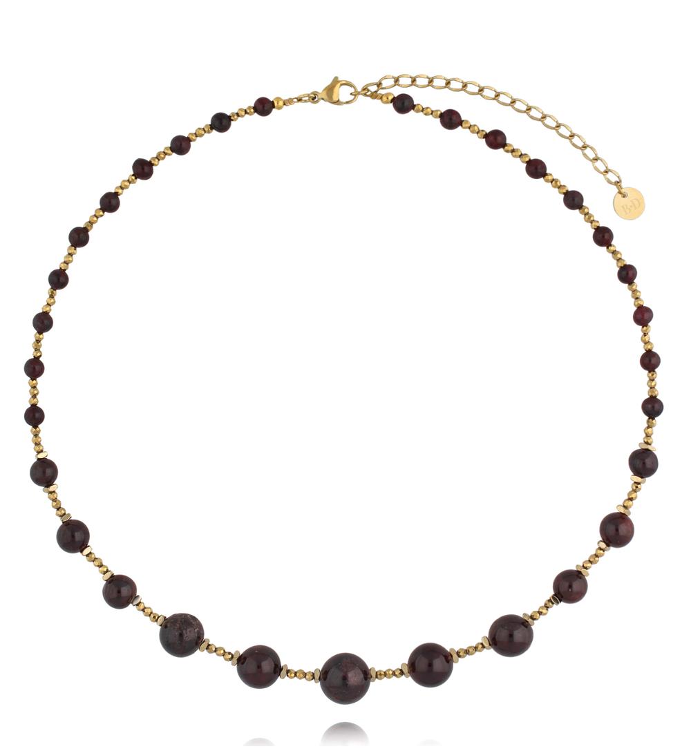 Naszyjnik z granatami i stalą szlachetną NPA1641