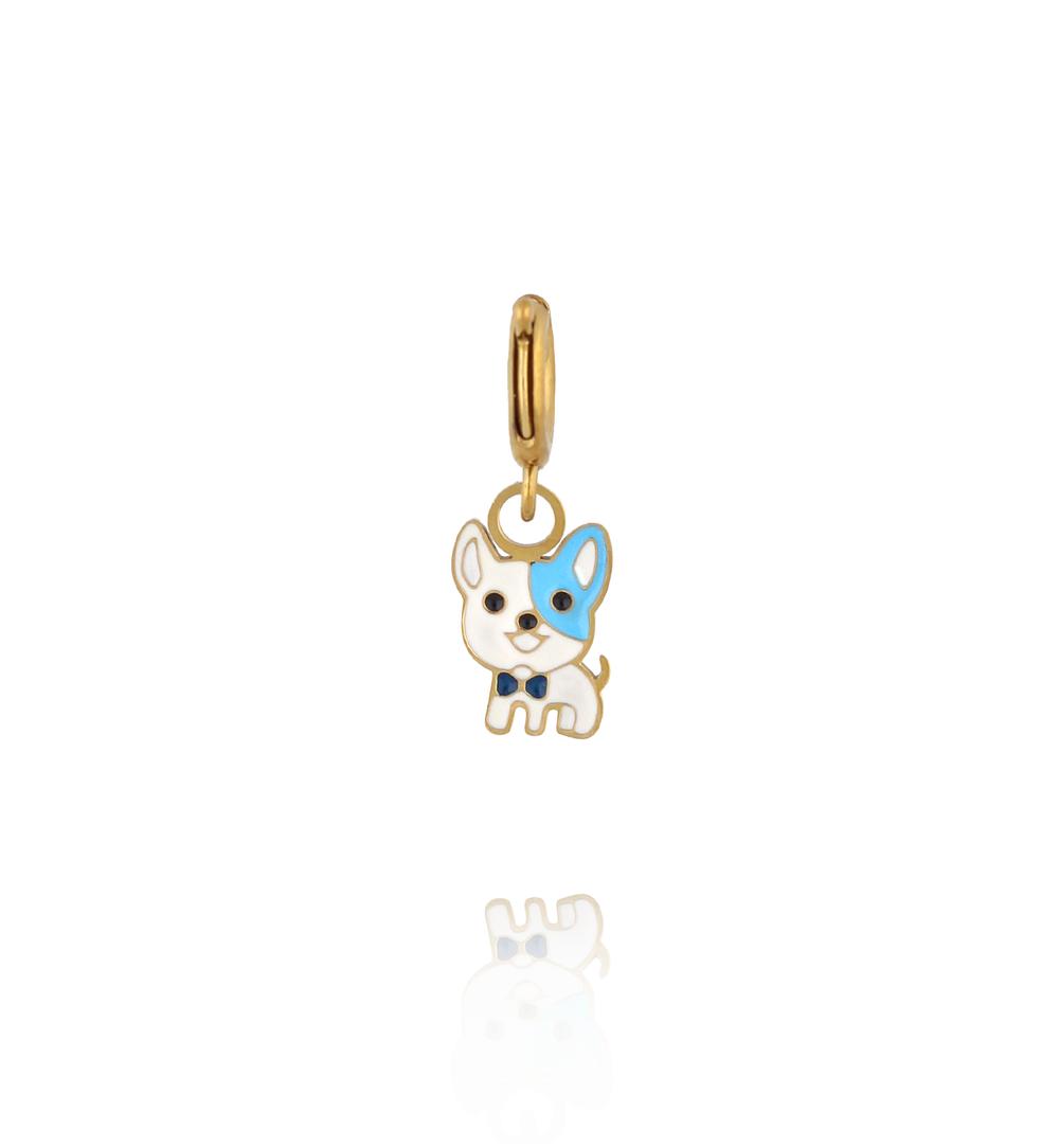 Charms złoty piesek z emalią  CHA0153