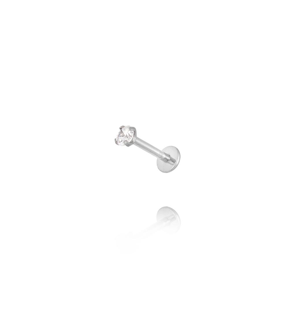 Kolczyk labret srebrny z cyrkonią z tytanu KSA2160