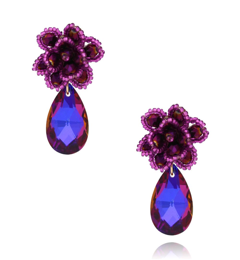 Kolczyki z granatowymi kryształami Crystal Wonders KFF0292
