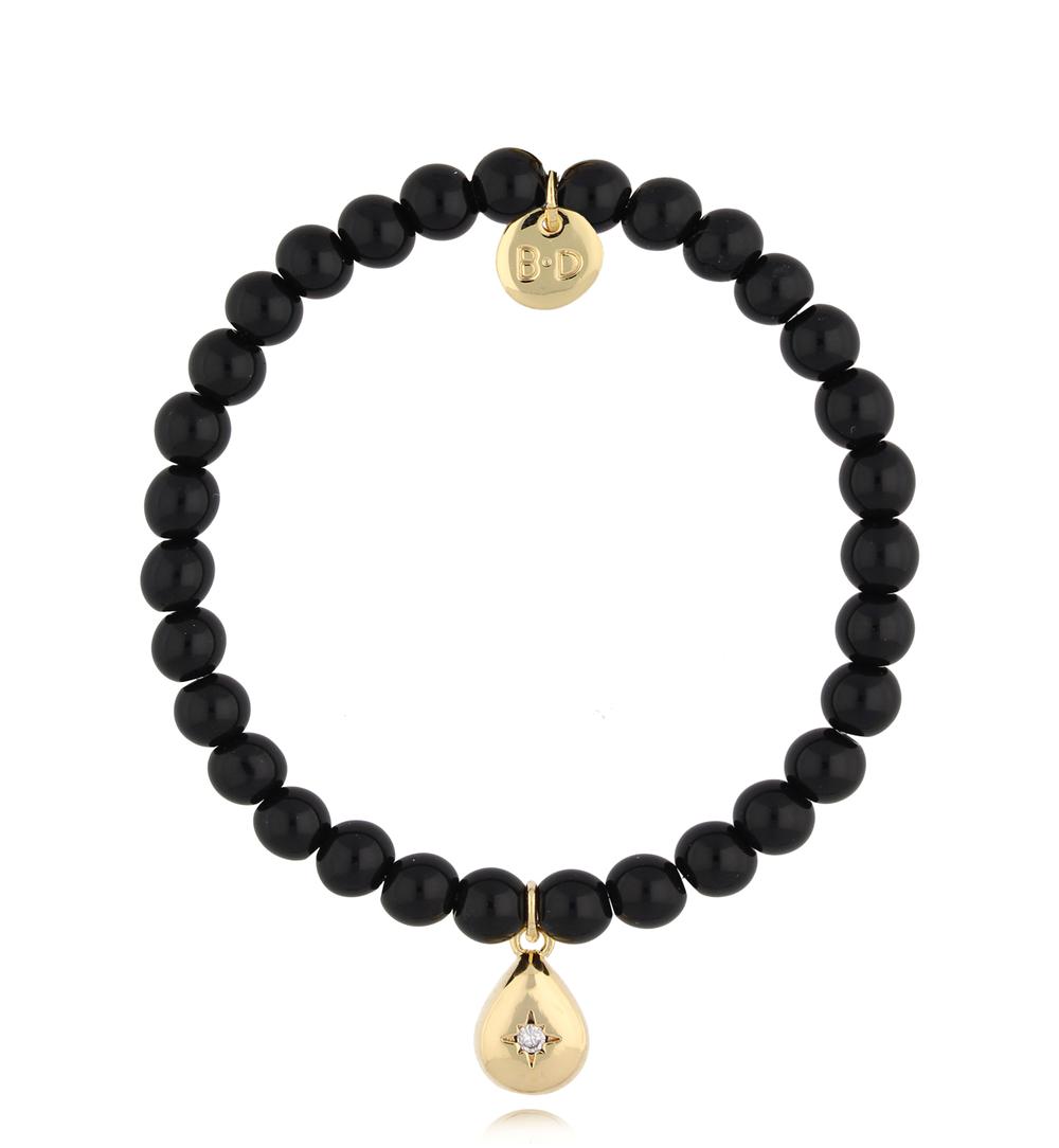 Bransoletka z czarnymi agatami Renee BPA0399