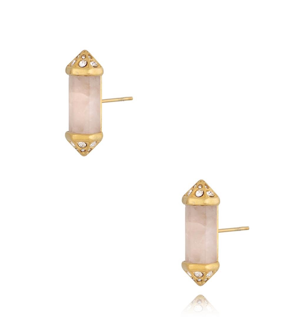 Kolczyki z kwarcami różowymi i cyrkoniami Cristal Stone KLB0061