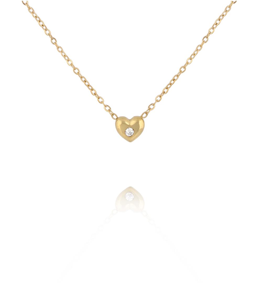 Naszyjnik z mini sercem i cyrkonią złoty NSY0764