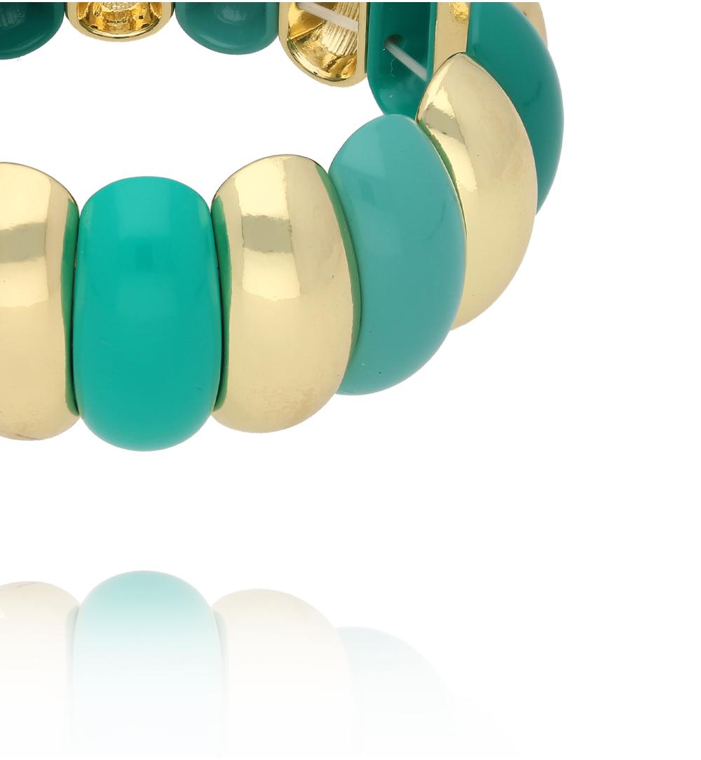 Bransoletka elastyczna w odcieniu turkusu i złota BCR0074
