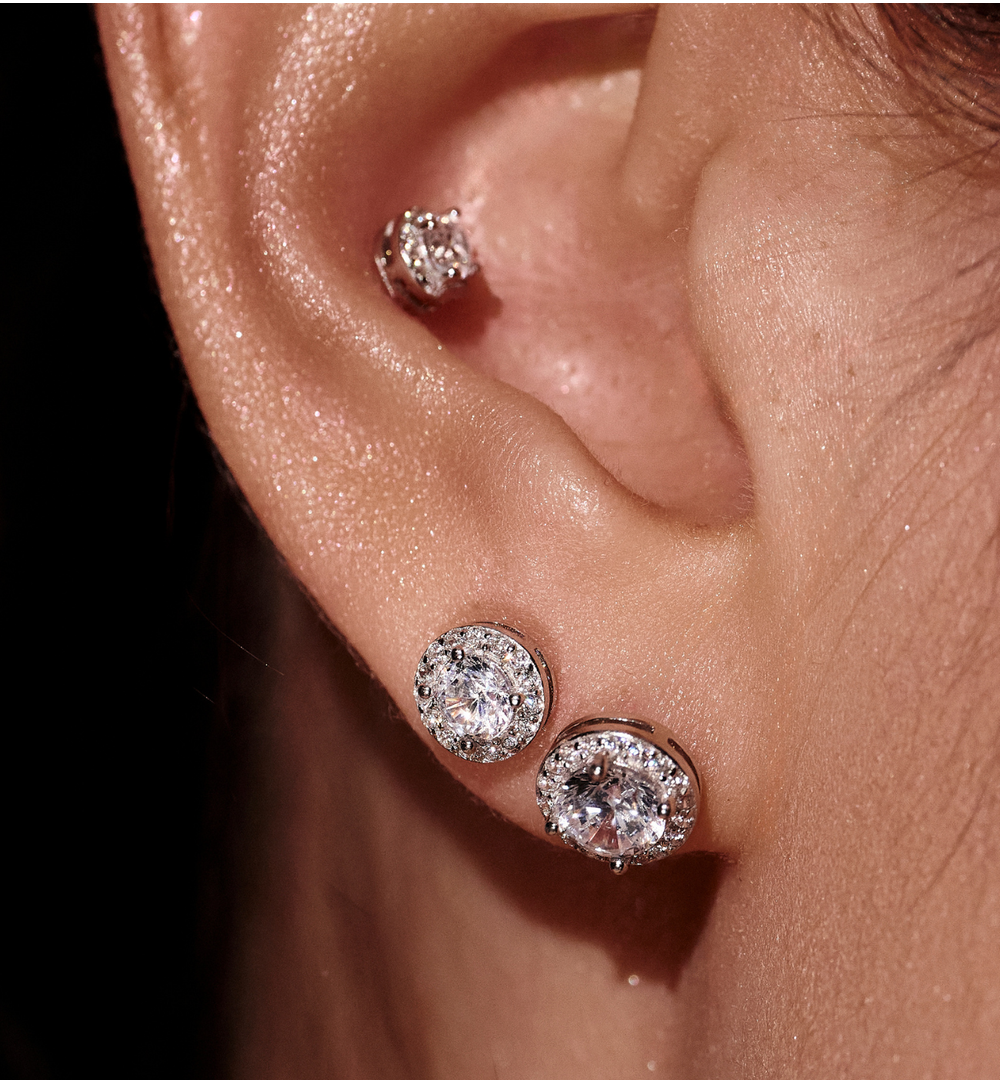 Zestaw kolczyków posrebrzanych z cyrkoniami KLT0047