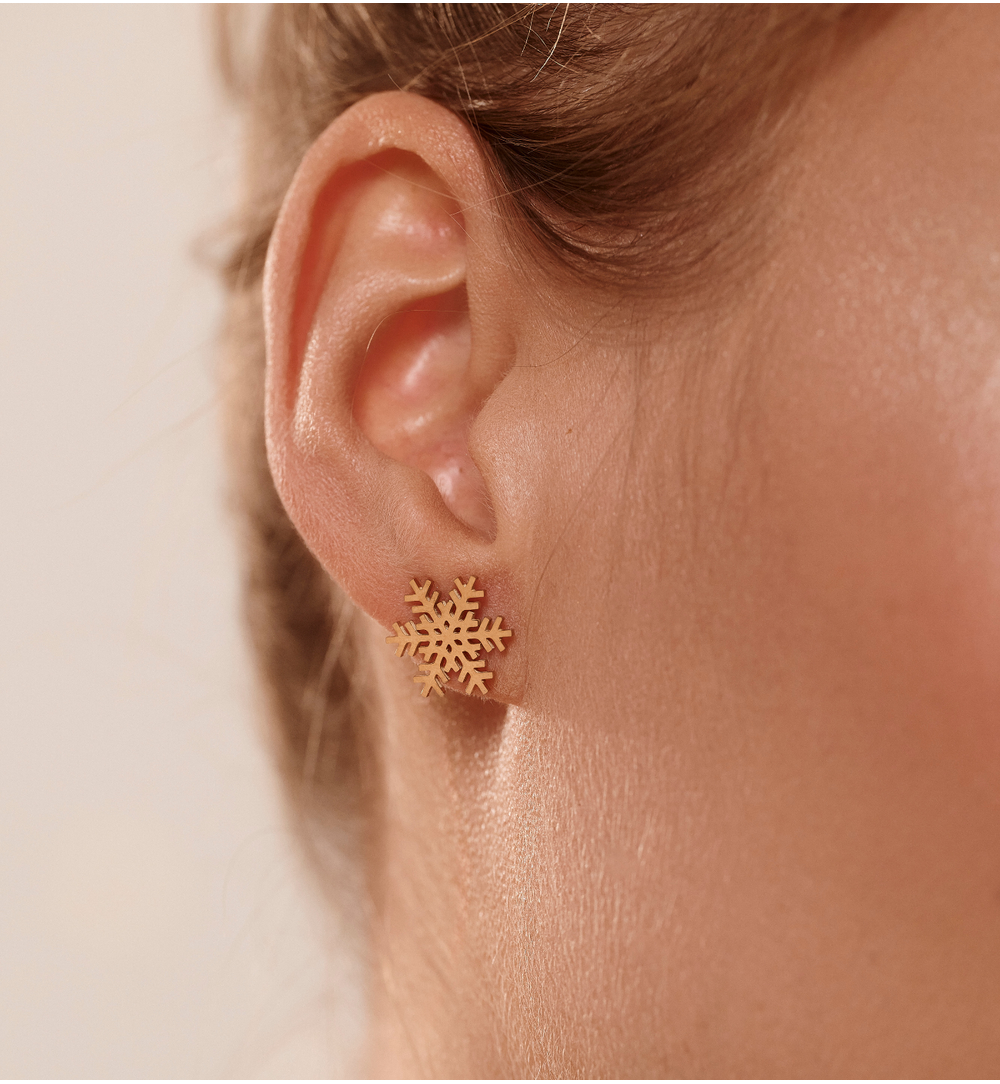 Kolczyki złote w kształcie śnieżynki KSY0590